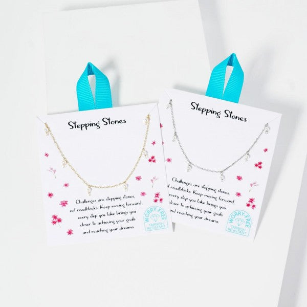 Dainty Chain Link Necklace Featuring Pearl Charms Silver