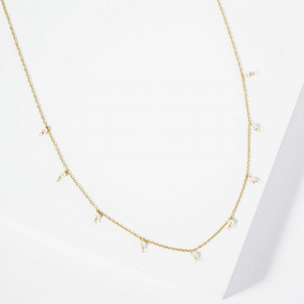 Dainty Chain Link Necklace Featuring Pearl Charms Silver