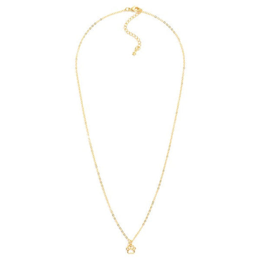 Chain Link Necklace Featuring Hollow Metal Tone Paw Print Pendant