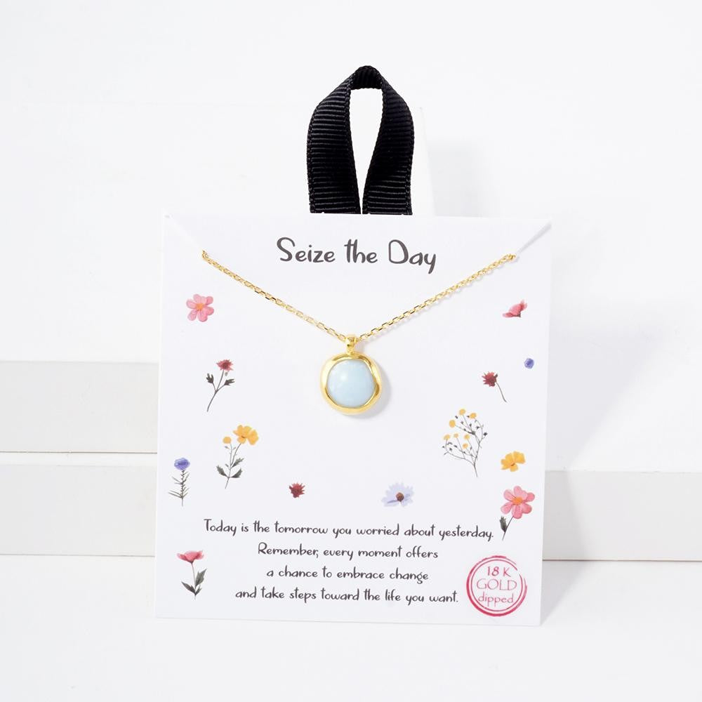 Dainty Chain Link Necklace Featuring Metal Tone & Stone Pendant Howlite