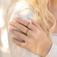 18k Gold PVD Coated Beaded Stainless Steel CZ Stacking Ring: Clear / 10 WJW
