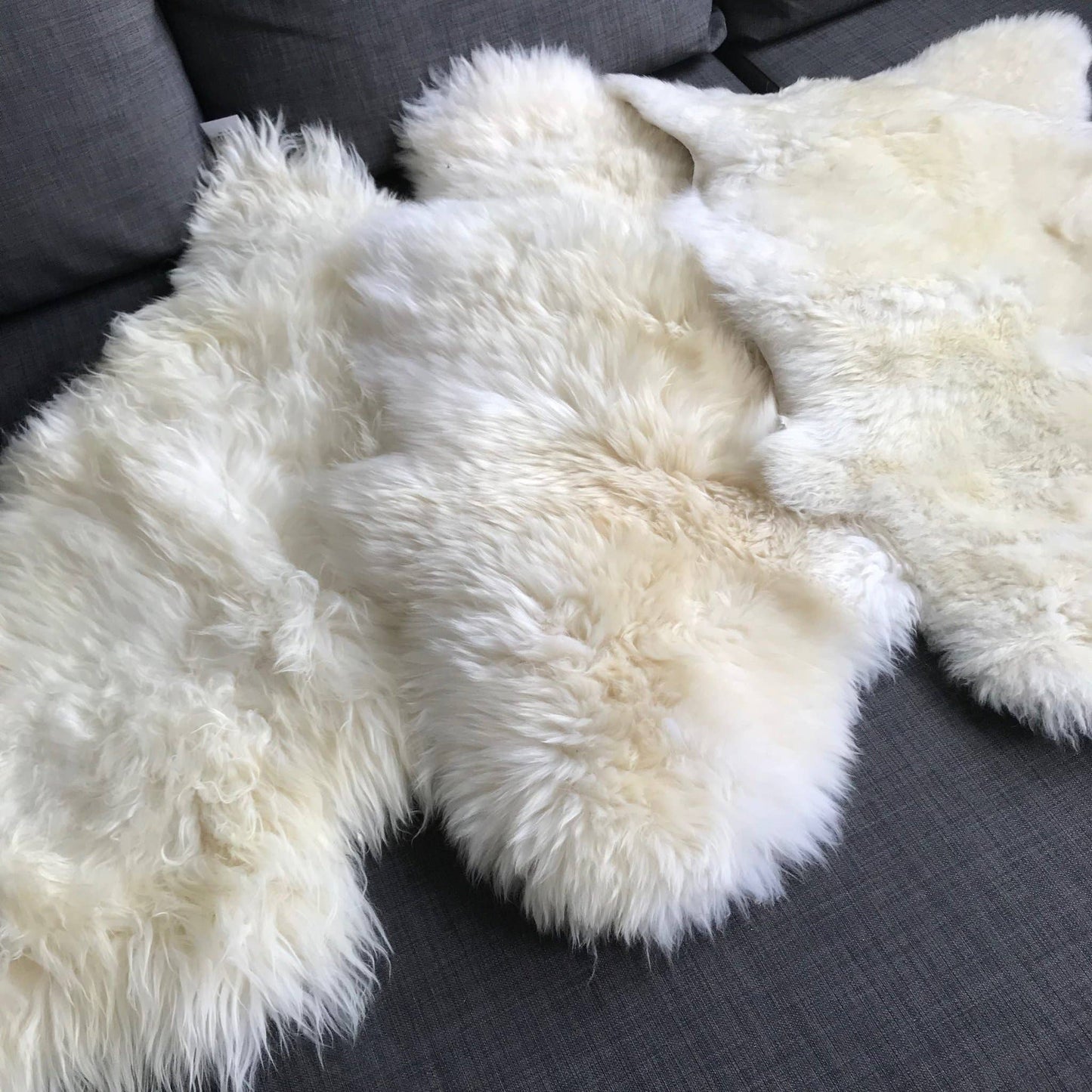 British Sheepskin Rug Ivory White Long Fur - Small