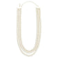 Layered Metal Tone Beaded Necklace Silver