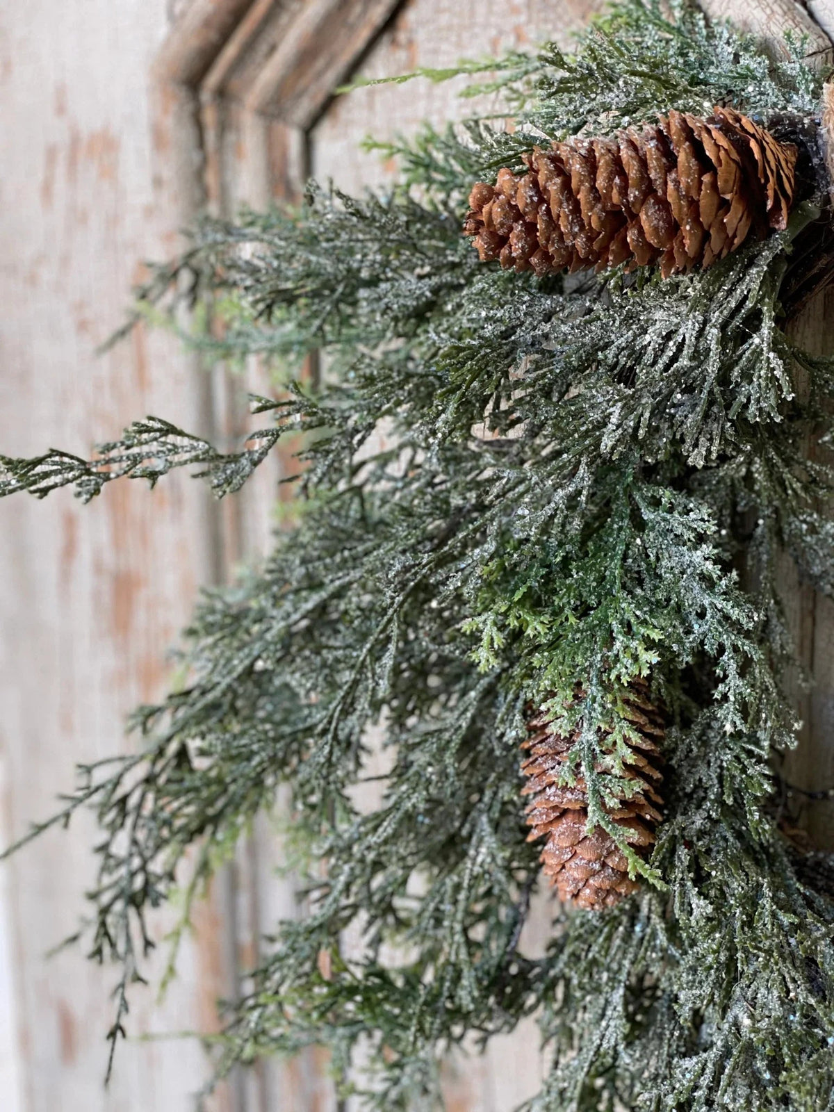 16" Silver Thread Cedar Wreath - The Mustard Seed Collection, The Seed