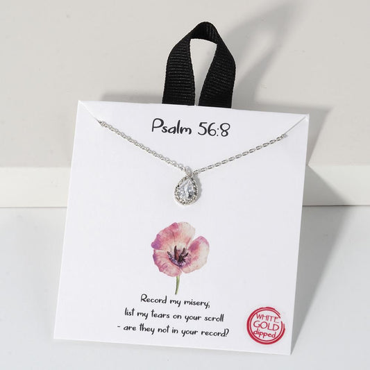 Psalm 56:8 Teardrop Necklace