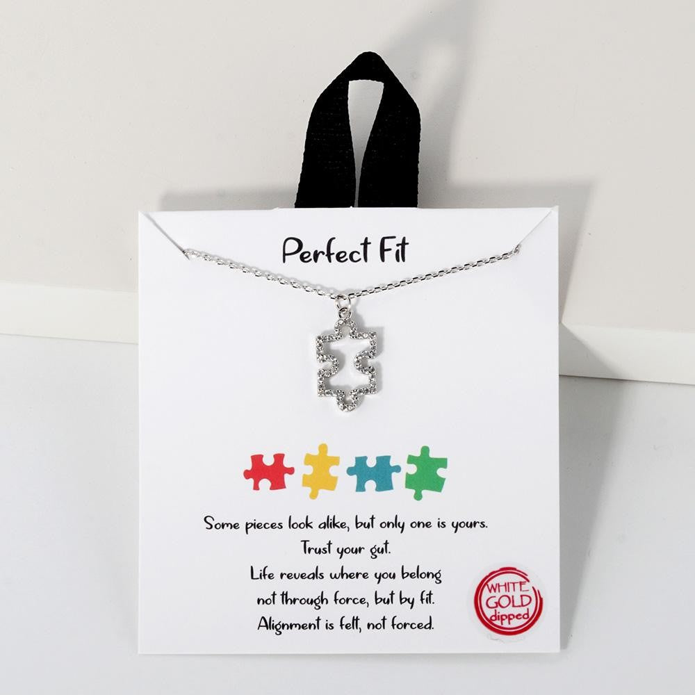 Perfect Fit Puzzle Piece Necklace Silver