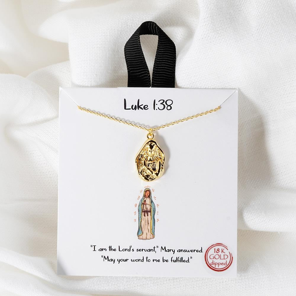 Luke 1:38 Mary Necklace Gold