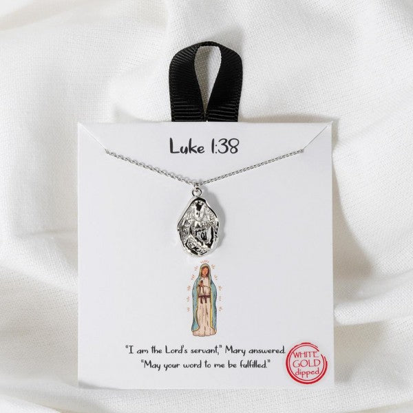 Luke 1:38 Mary Necklace Silver