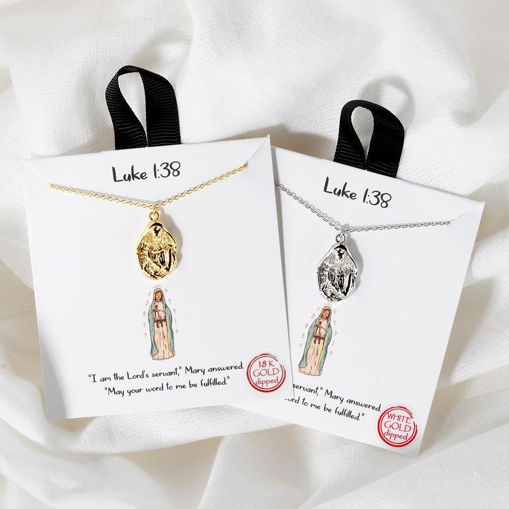 Luke 1:38 Mary Necklace Gold