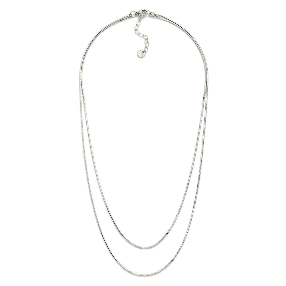 Layered Chain Link Necklace Silver