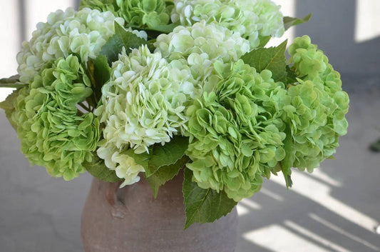 18" Realistic Real Touch Artificial Hydrangea Stem: Deep Green - The Mustard Seed Collection, The Seed