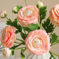 18"-Ultra Realistic Artificial Real Touch Ranunculus: White with Lavender Trim - The Mustard Seed Collection, The Seed