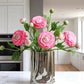 18"-Ultra Realistic Artificial Real Touch Ranunculus: White with Lavender Trim - The Mustard Seed Collection, The Seed