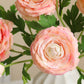 18"-Ultra Realistic Artificial Real Touch Ranunculus: White with Lavender Trim - The Mustard Seed Collection, The Seed
