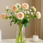 18"-Ultra Realistic Artificial Real Touch Ranunculus: White with Lavender Trim - The Mustard Seed Collection, The Seed