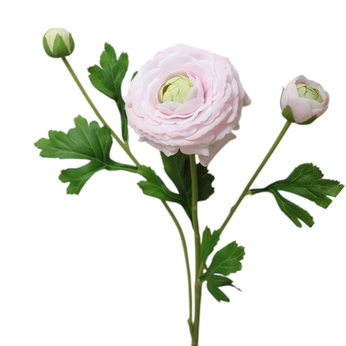 18"-Ultra Realistic Artificial Real Touch Ranunculus: White with Lavender Trim - The Mustard Seed Collection, The Seed