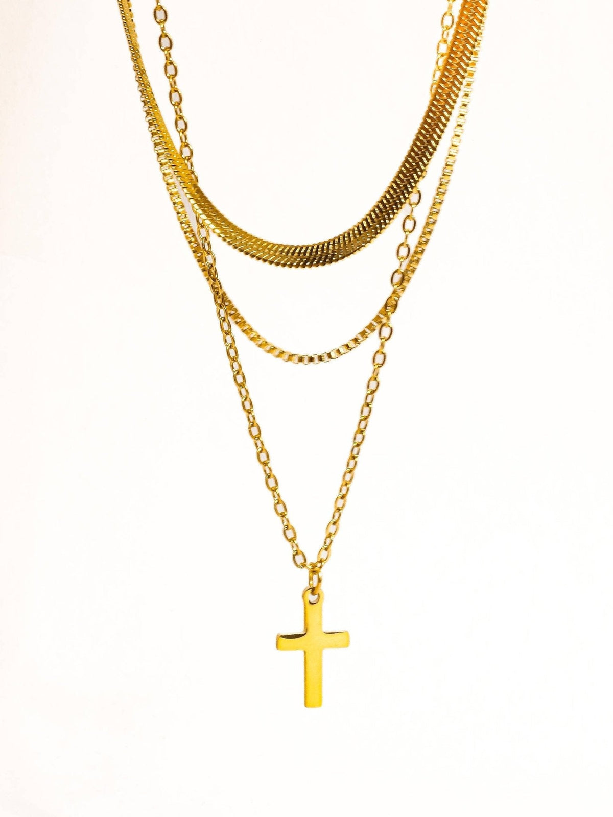 18K Gold Non-Tarnish Layering Box Chain Necklace: Gold - The Mustard Seed Collection, The Seed