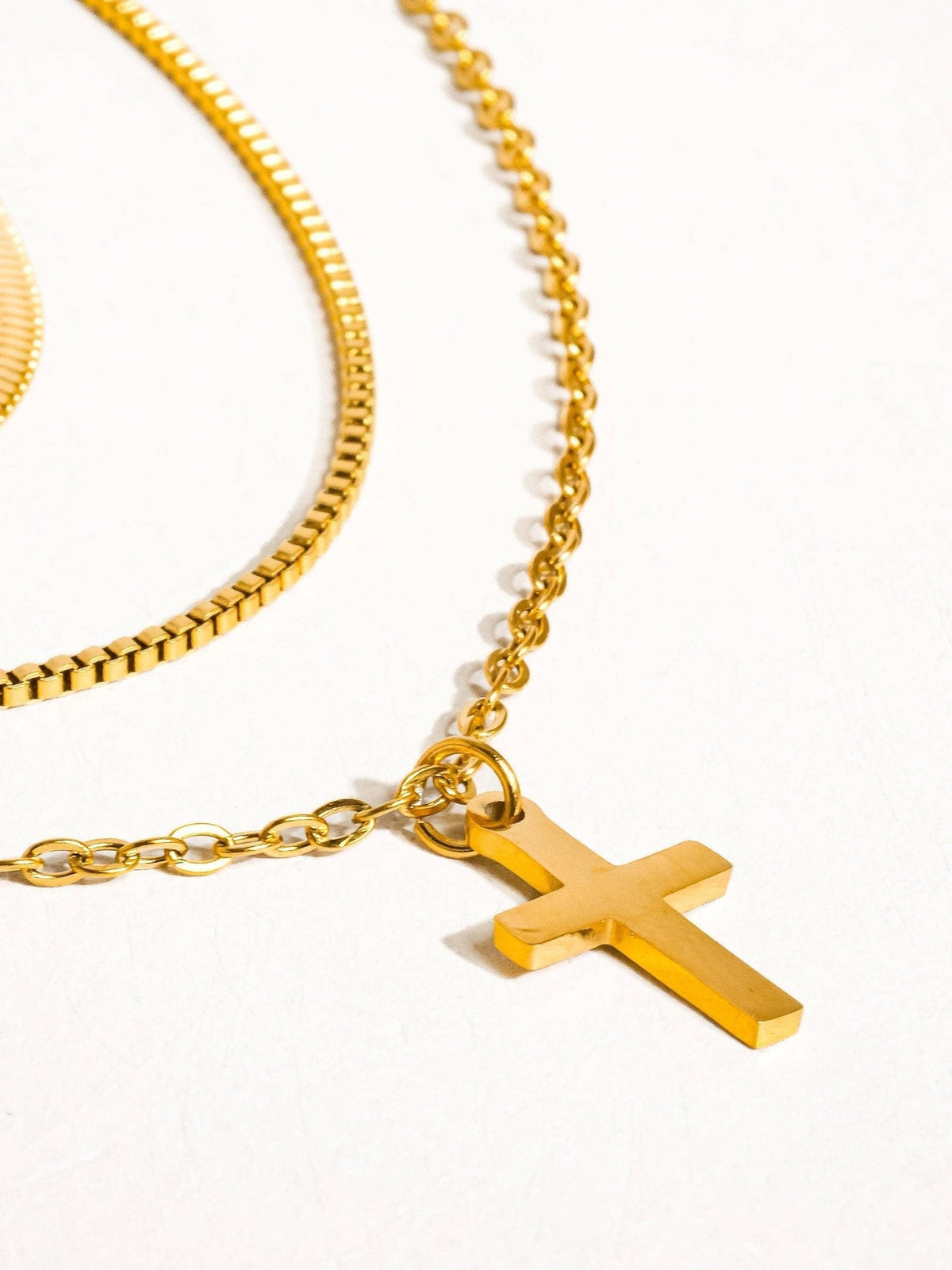 18K Gold Non-Tarnish Layering Box Chain Necklace: Gold - The Mustard Seed Collection, The Seed