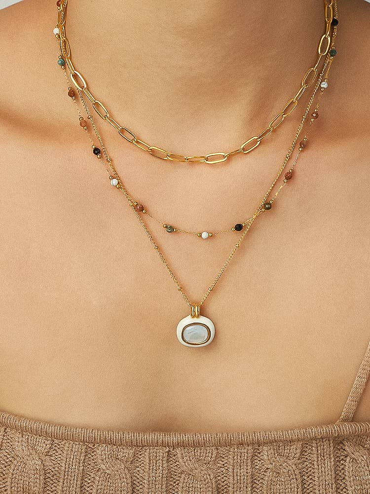 18k Gold Non-Tarnish Stackable Necklaces : Yellow Gold / Charlee-Gold - The Mustard Seed Collection, The Seed