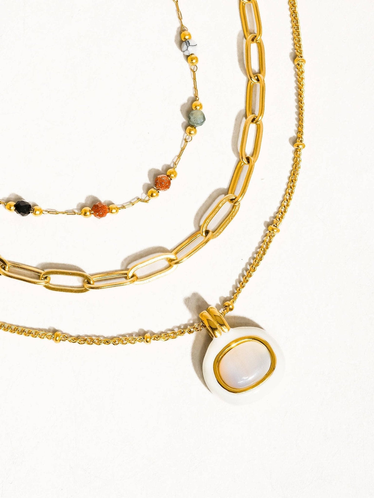 18k Gold Non-Tarnish Stackable Necklaces : Yellow Gold / Charlee-Gold - The Mustard Seed Collection, The Seed