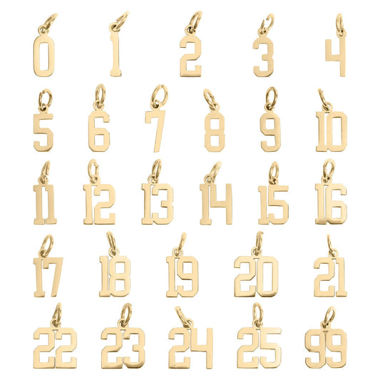 18K Gold PVD Stainless Steel Small Number Charm: 8 WJW
