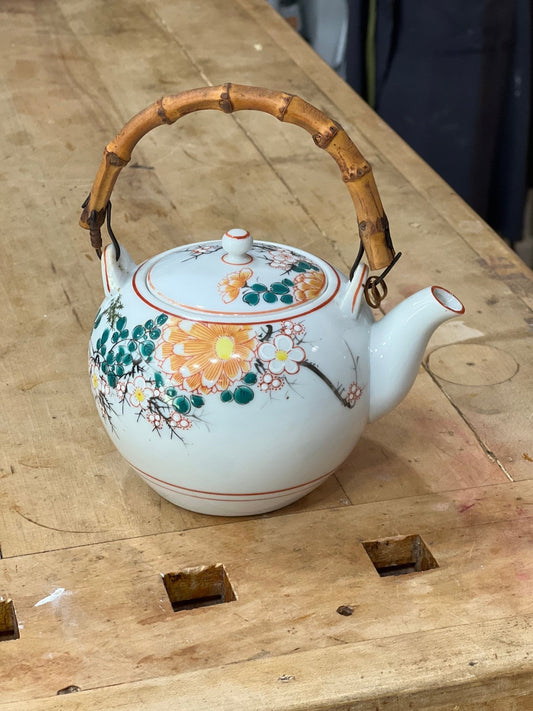1950s Japanese Teapot with Bamboo Handle - The Mustard Seed Collection, The Seed