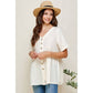 Loose Fit Ivory V-Neck Short Sleeve Button Down Top