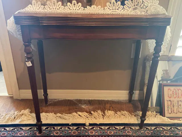 Antique Mahogany Flip-Top Console Table — Transformable Dining / Game Table