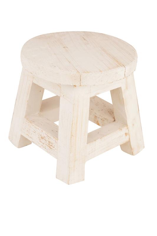 Farmhouse Reclaimed Wood Mini Stools-Stool-Home Decor-8x8 in: White