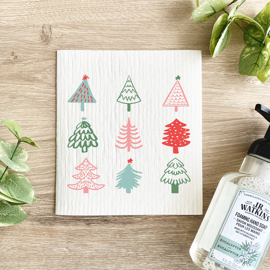 Colorful Christmas Trees - Swedish Dishcloth