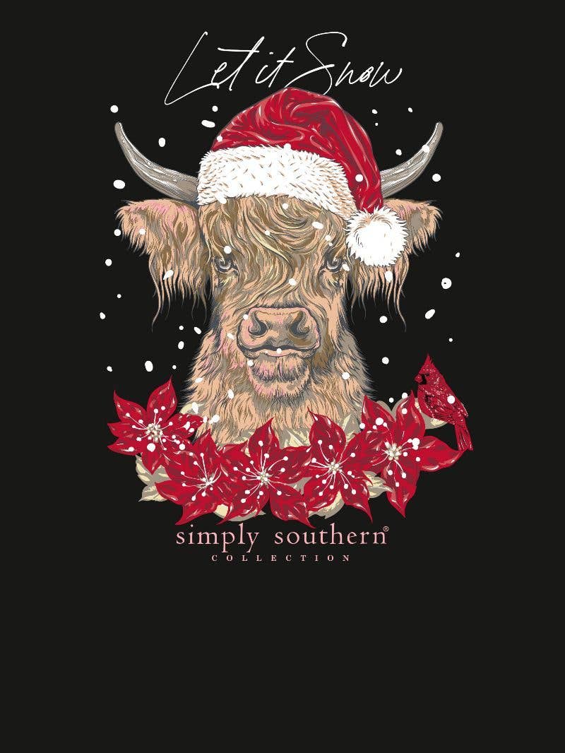 Highland Cow Let it Snow Long Sleeve-BLACK: BLACK: M