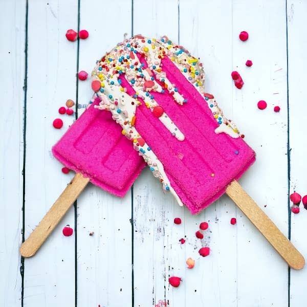 Popsicle Bath Bomb - Pink: Pink and White