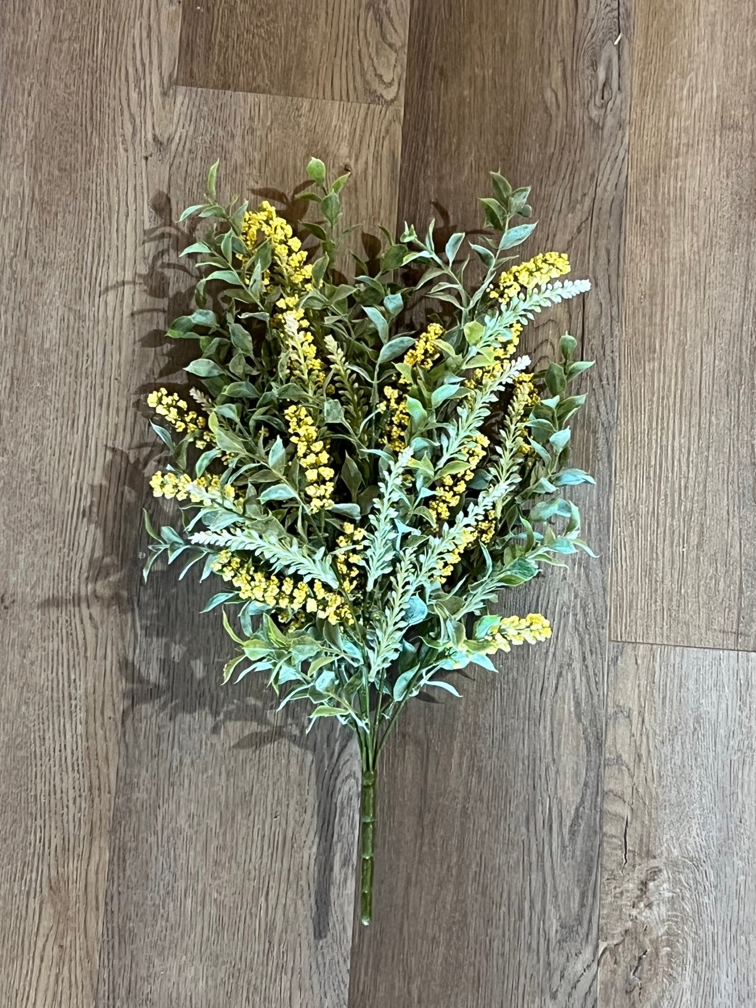 20" Yellow & Green Leaf Floral Sprig - The Mustard Seed Collection, The Seed