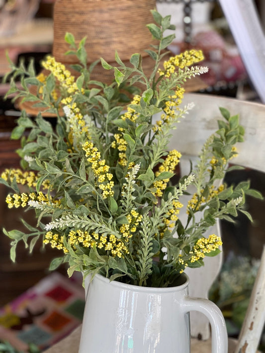 20" Yellow & Green Leaf Floral Sprig - The Mustard Seed Collection, The Seed
