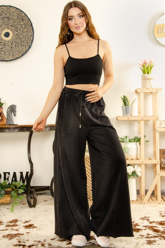MINERAL-WASHED BIG FRONT POCKETS LOUNGE PANTS