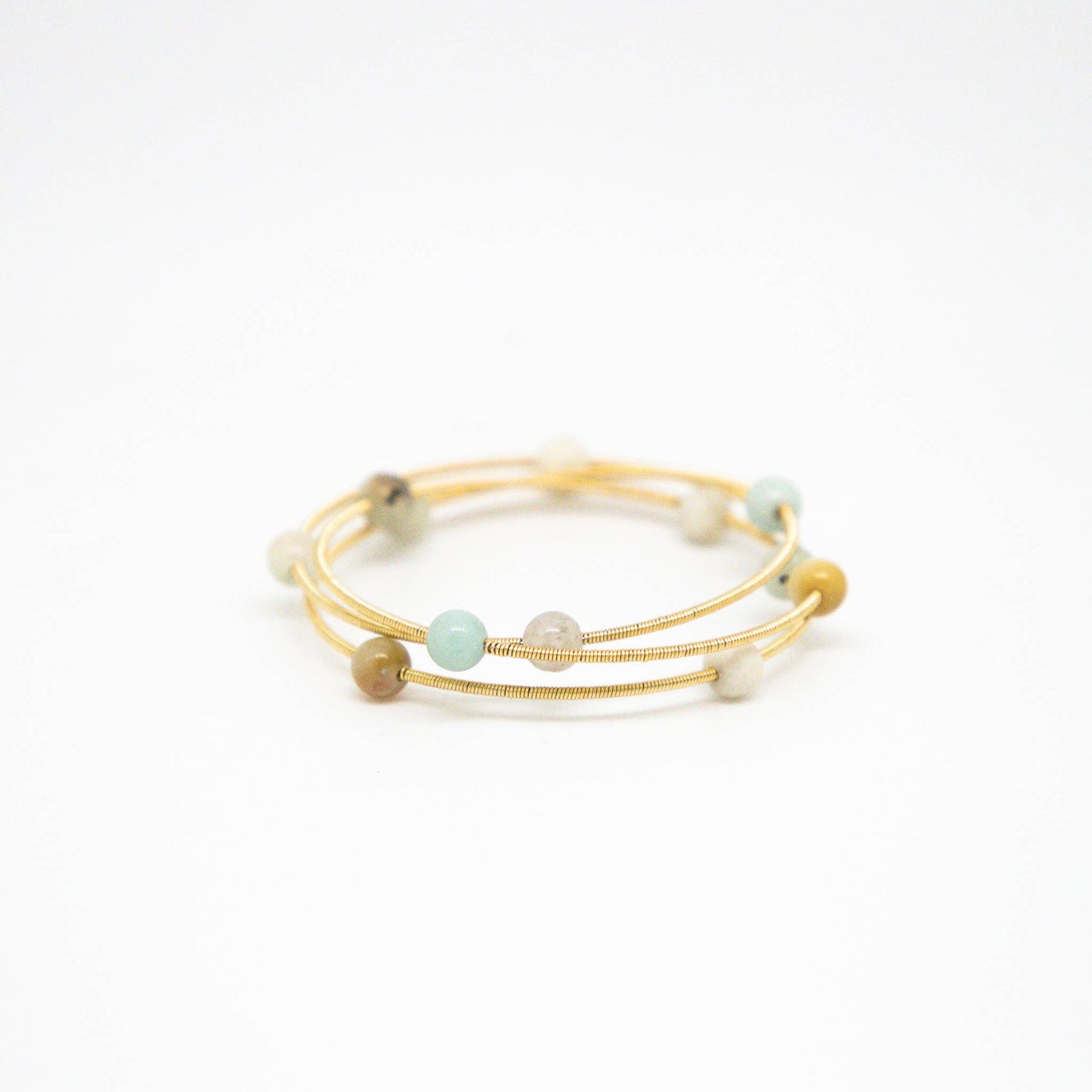 Bracelet Gold Wire Wrap w/ 6mm Amazonite Beads