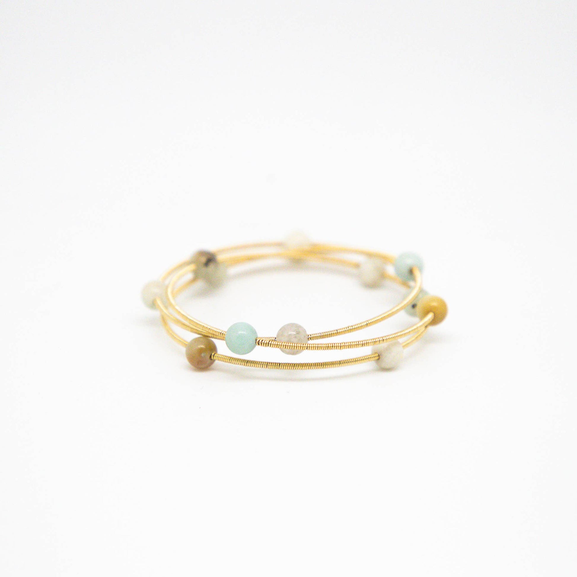 Bracelet Gold Wire Wrap w/ 6mm Amazonite Beads