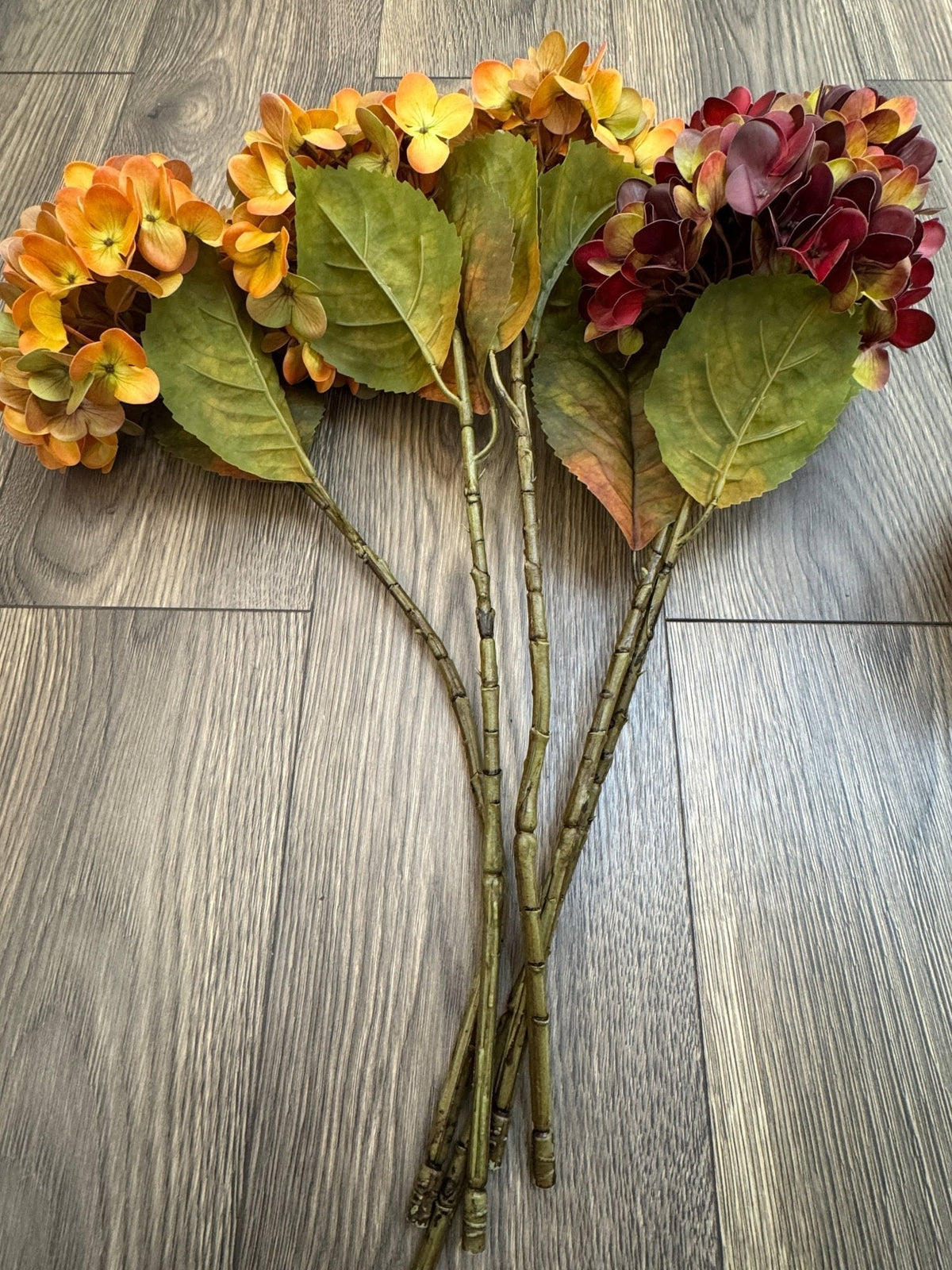 22" Artificial Hydrangea Stem –Fall Theme Large Bloom: Plum Green - The Mustard Seed Collection, The Seed