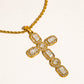 Belrose 18K Gold Non-Tarnish CZ Cross Necklace: Yellow Gold