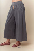 Pull-on Shirring Wide Leg Pants Fantastic Fawn