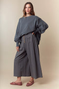 Pull-on Shirring Wide Leg Pants Fantastic Fawn