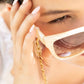 18K Gold PVD Stainless Steel Hammered Oval Sunglass Chain: Gold WJW