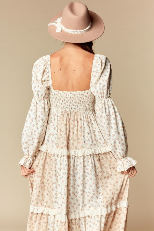 Floral Lace Trim Maxi Dress