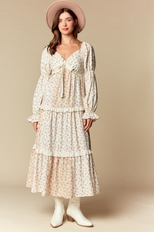 Floral Lace Trim Maxi Dress