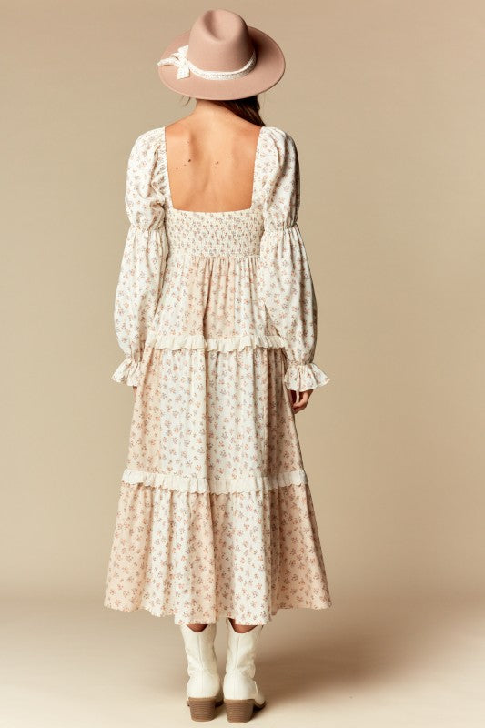 Floral Lace Trim Maxi Dress