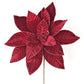 26Lx11D Fine Velvet Poinsettia w Glitter Edges