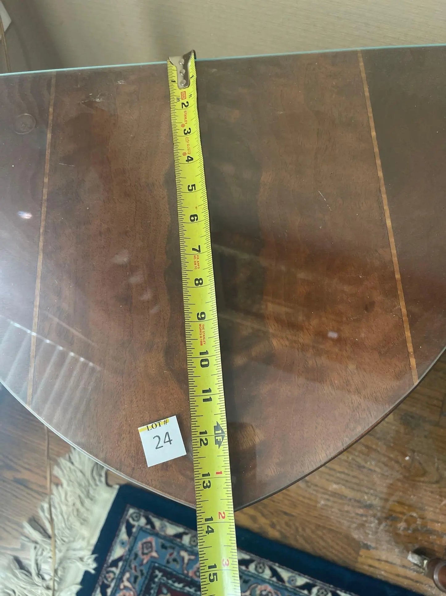 Antique Demilune Console Table with Glass Top – Ornate Carved Detail