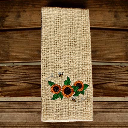 24″x15″ Cotton Kitchen Towel with Decorative Embroidery: Country Rooster 