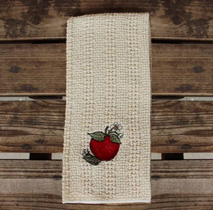24″x15″ Cotton Kitchen Towel with Decorative Embroidery: Hen wearing Apron 