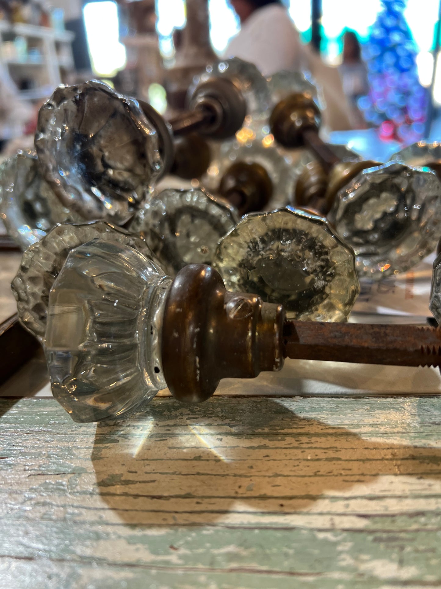 Antique Crystal Door Knob Set